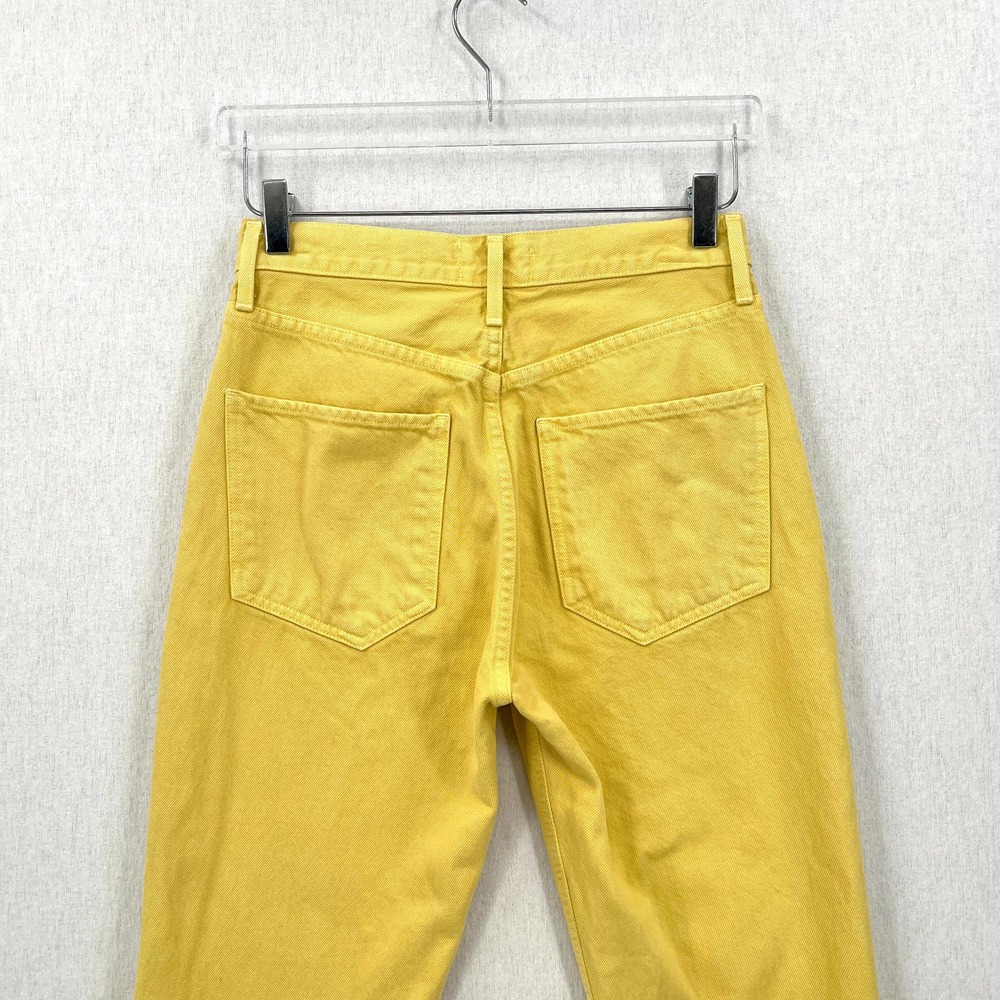 AGOLDE Jeans Womens 26 Yellow Riley High Rise Straight Crop Lemon Rigid Denim - Picture 7 of 15